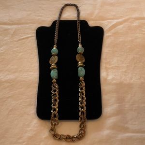 Gold and turquoise chain and beaded Costume Jewelry